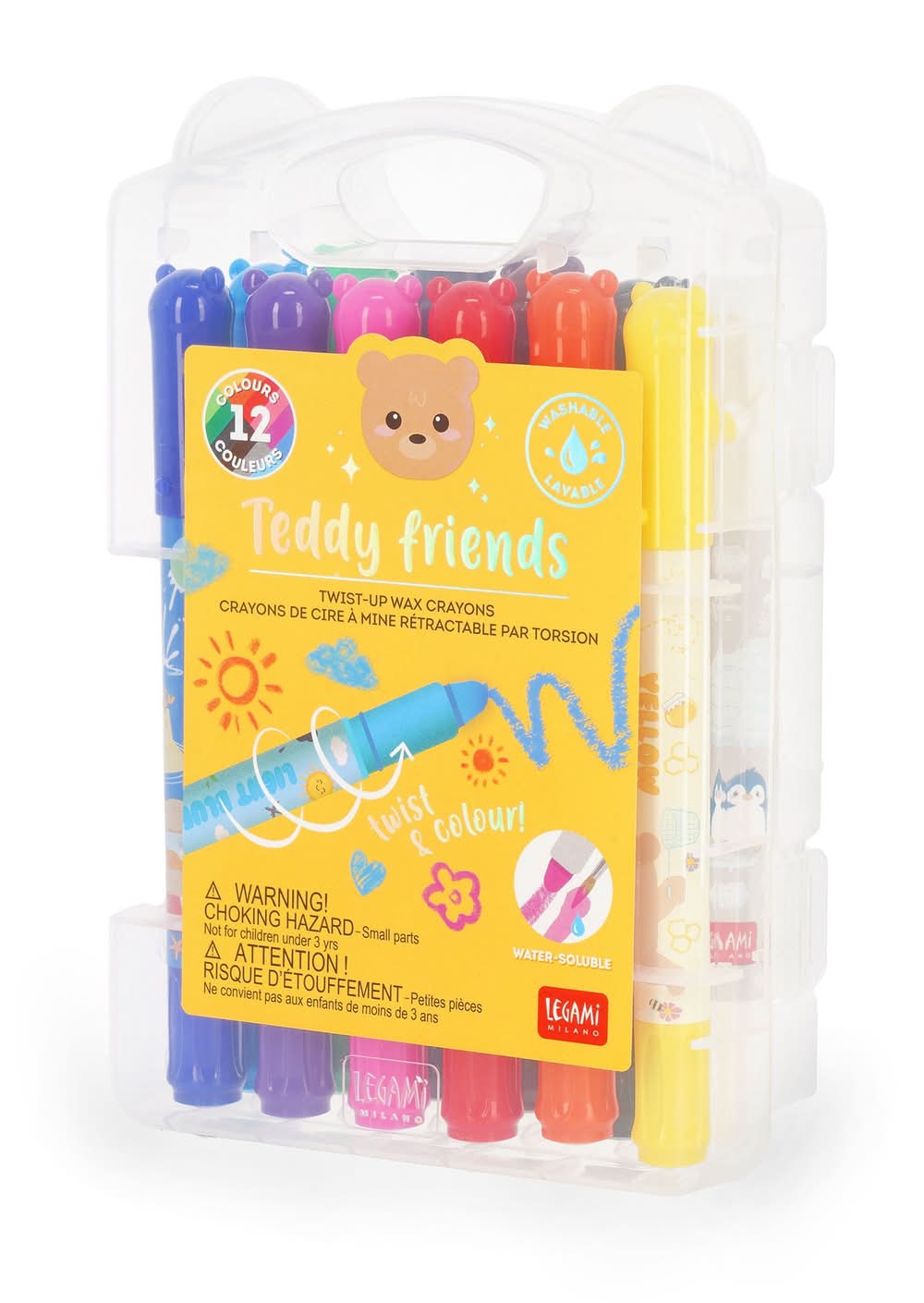 Conjunto 12 Lápis Cera - Teddy Friends