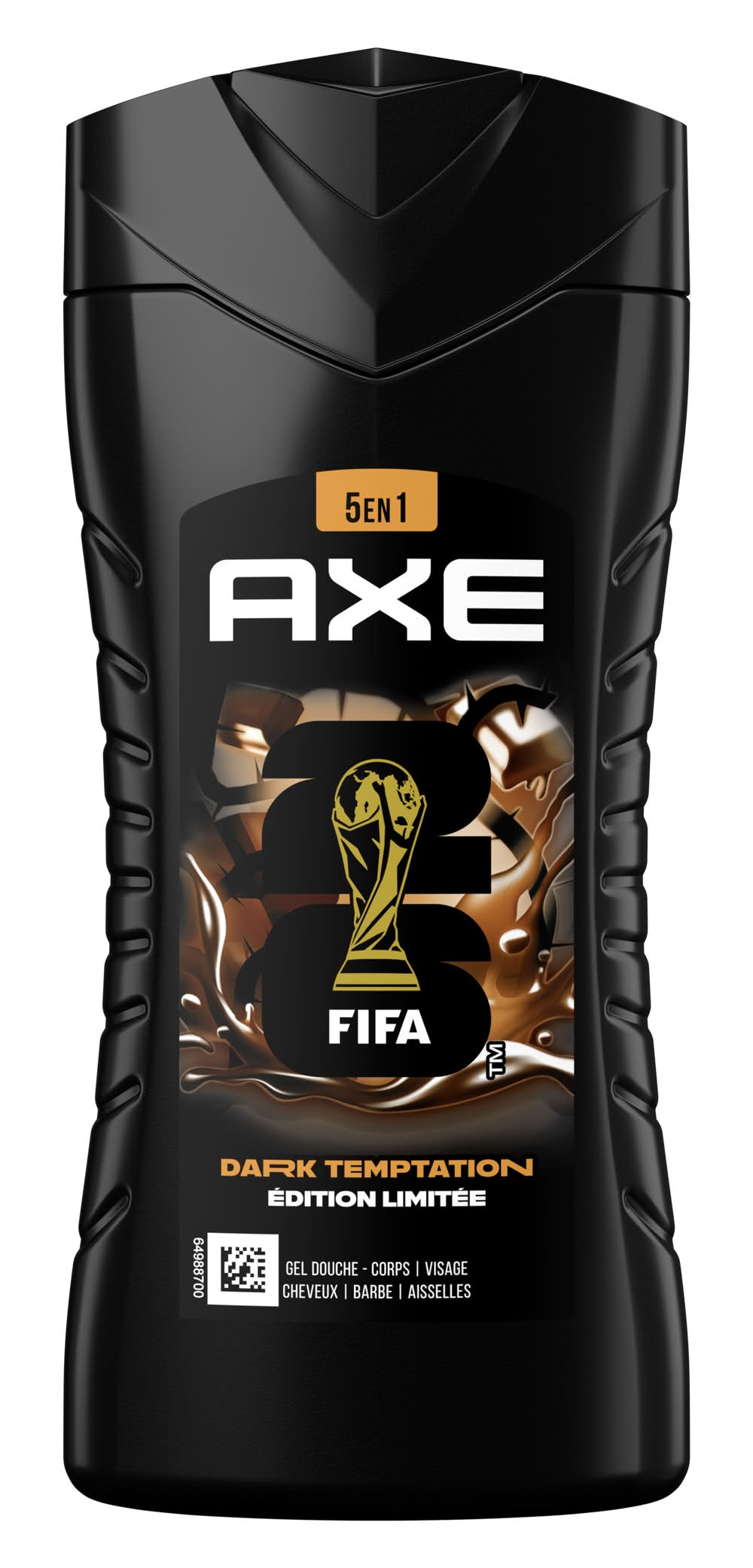 Axe - Gel douche cheveux fraîcheur 5en1 dark temptation, chocolat, male (250ml)