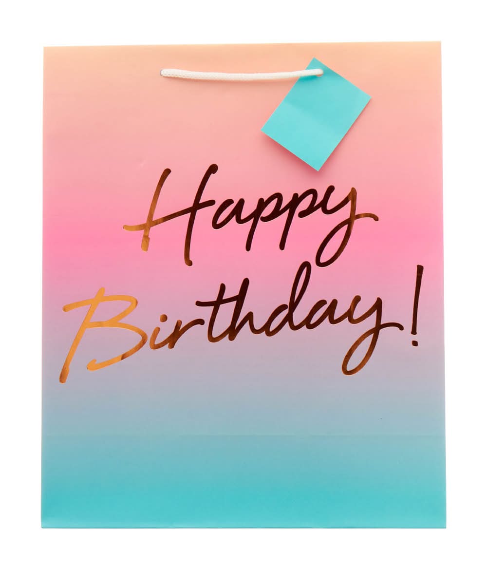 'Happy Birthday' Embellished Gift Bag With Tag Large