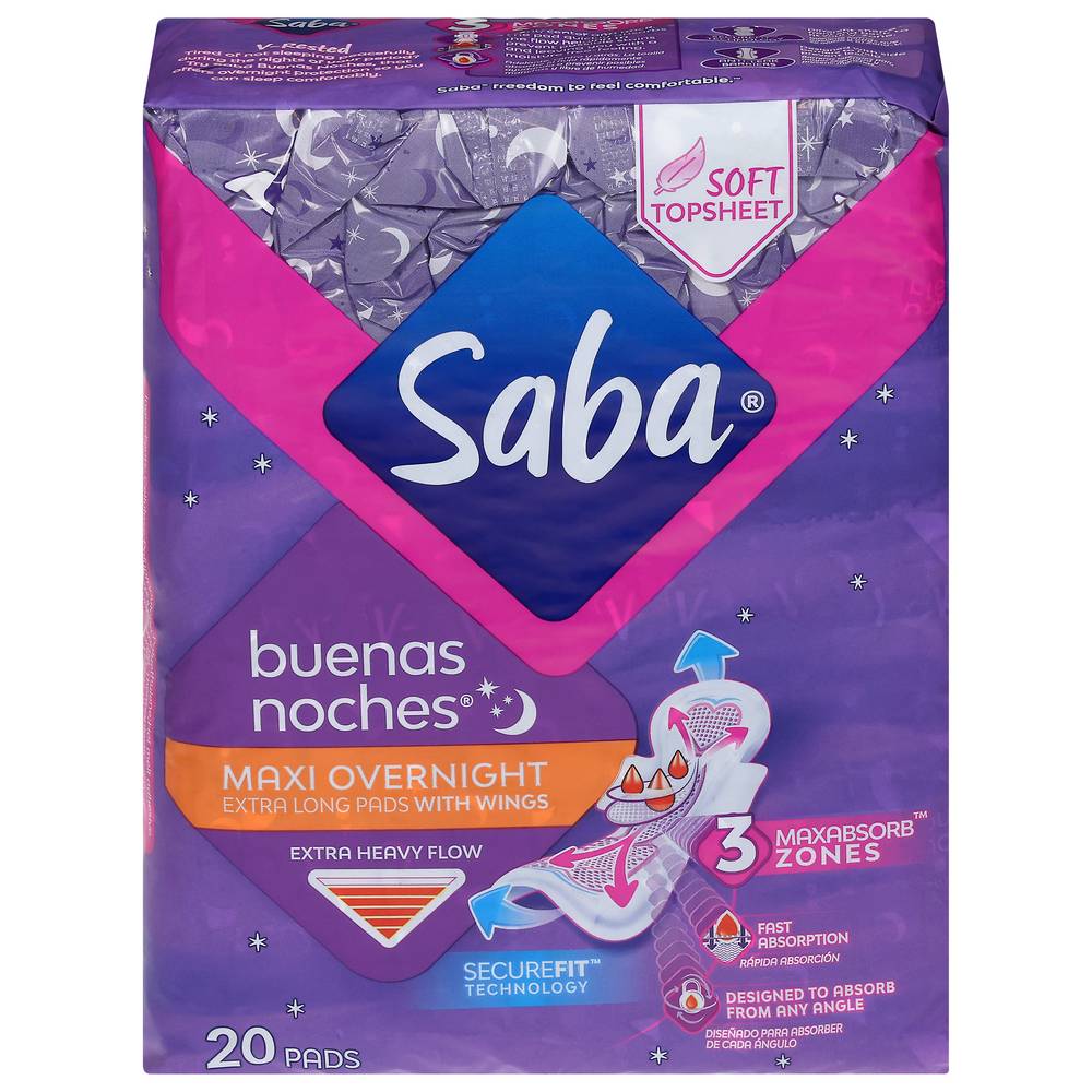 Saba Buenas Noches Xl Pads With Wings (1.1 oz)