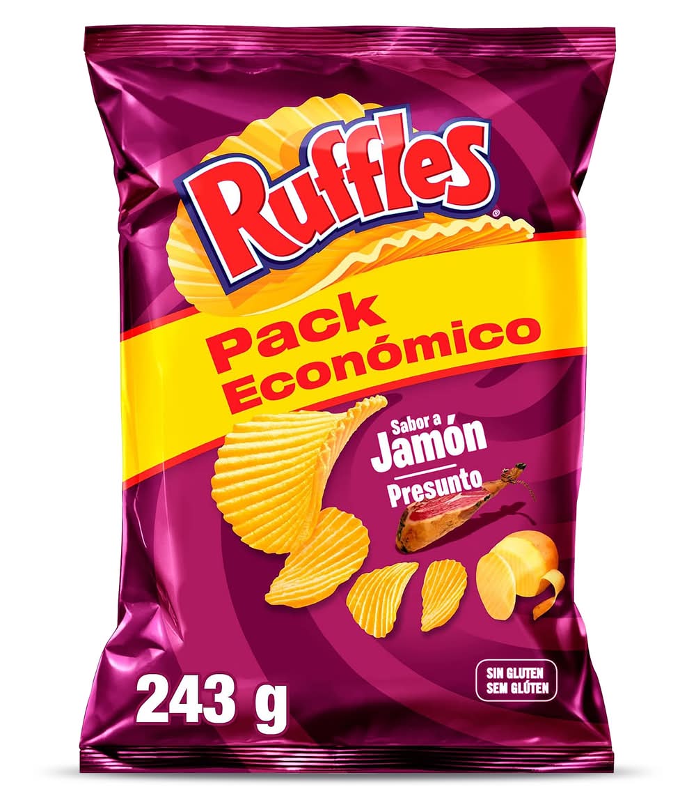 Patatas Fritas Onduladas Sabor A Jamón Ruffles Bolsa 243 G
