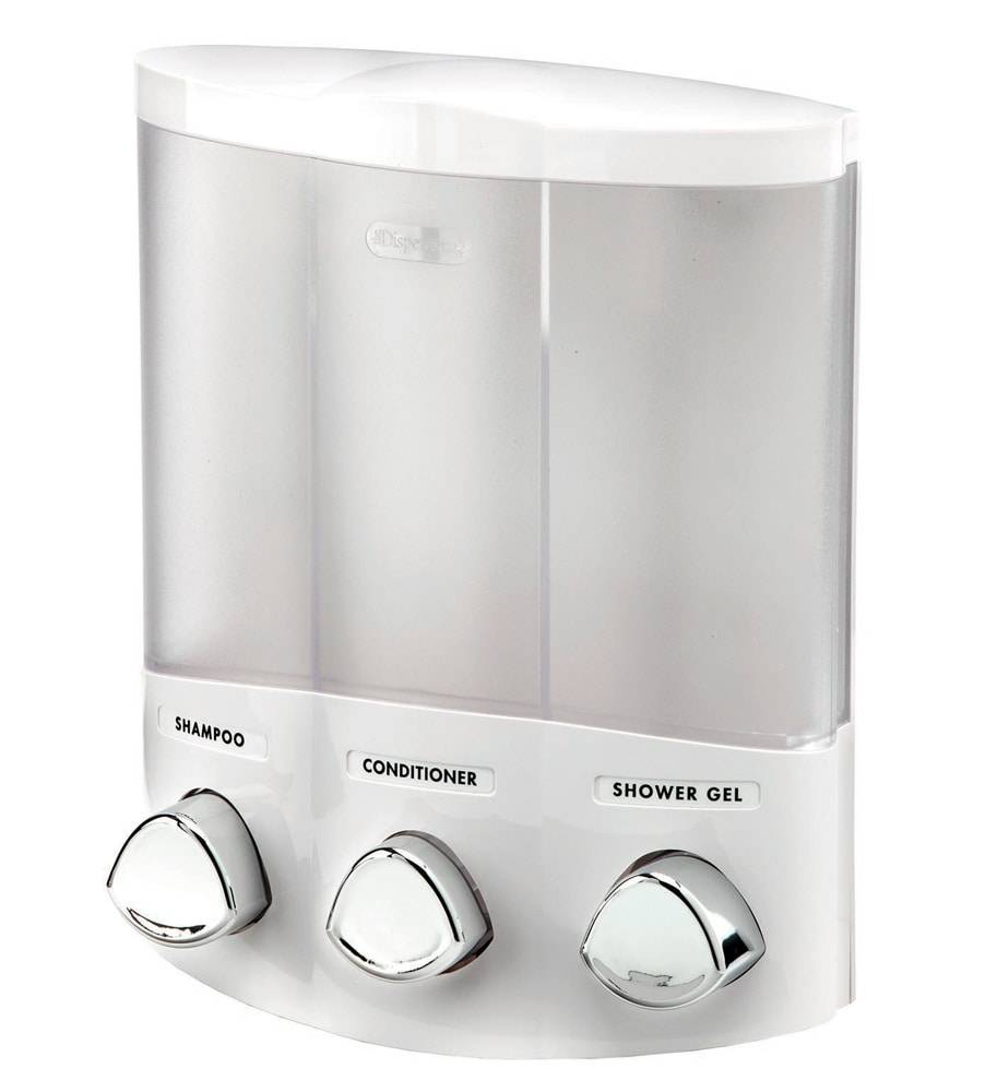 BETTER LIVING TRIO 3 Chamber Shower Dispenser, White - 3 Dispensers, 14.7 oz. Capacity - Easy Installation, Easy Refilling, Lifetime Warranty | 76354-1