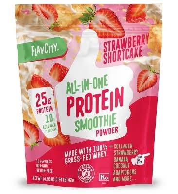 FlavCity All in One Protein Smoothie Powder, Strawberry Shortcake (14.99 oz)