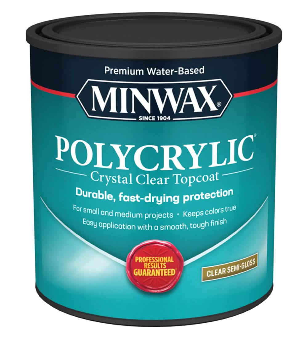 Minwax Polycrylic Semi-Gloss Crystal Clear Water-Based Polyurethane 1 Qt