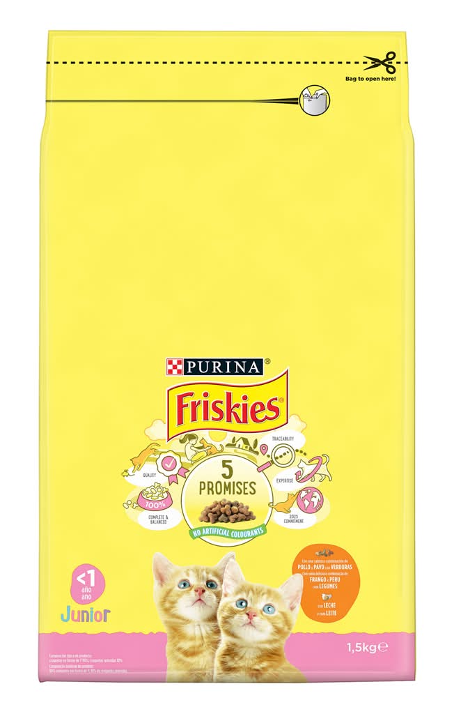 Purina Friskies - Ração para gato júnior com frango, embalagem de 1,5 kg