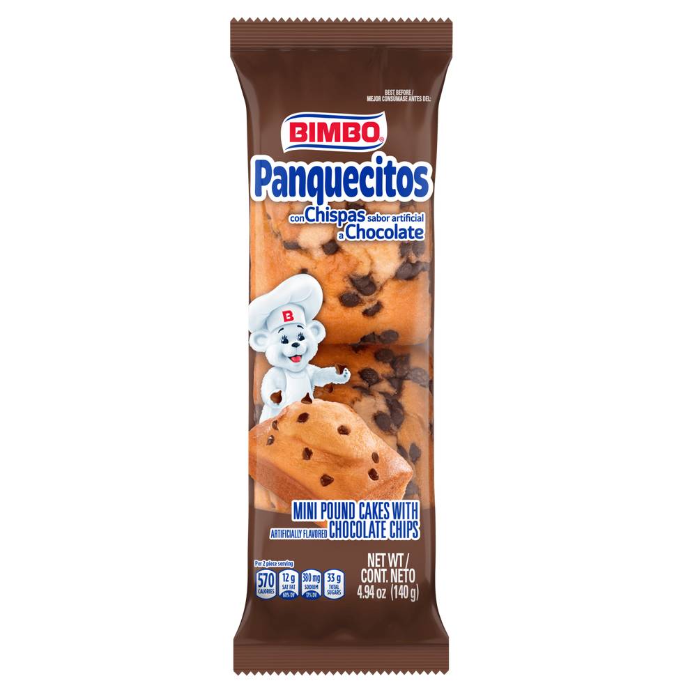 Bimbo Mini Pound Cake, Chocolate Chip (4.9 oz, 2 ct)