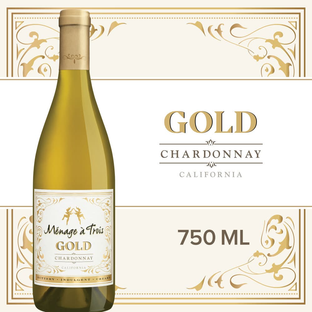 Ménage à Trois Gold Chardonnay White Wine (750 ml)
