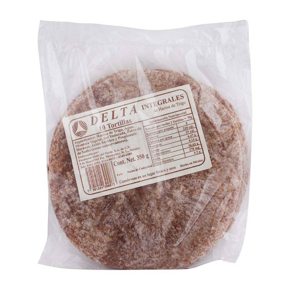 Delta tortillas de harina integral (bolsa 10 piezas)