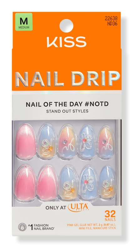 KISS Drip Medium Press On Nails Merry Sky