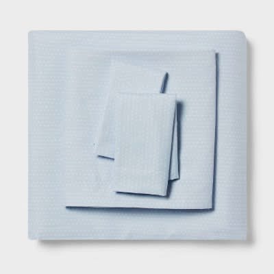 Room Essentials Polyester Microfiber Sheet Set, King, Blue Dash (4 ct)