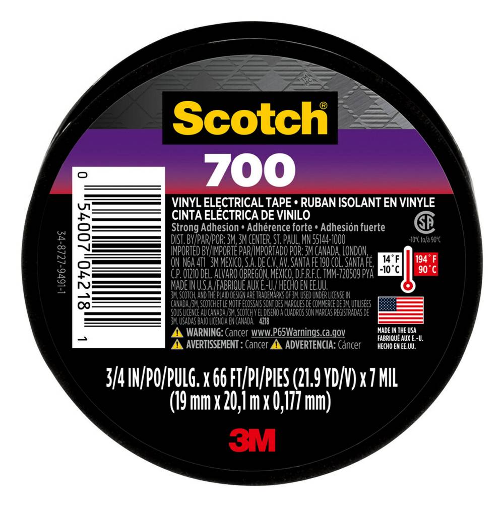 Scotch 0.75-in x 66-ft Vinyl Electrical Tape Black | 4218-DL-4W