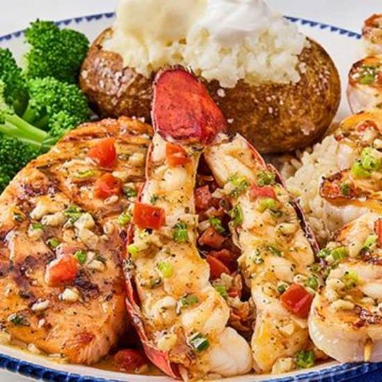 Grilled Lobster, Shrimp and Salmon**