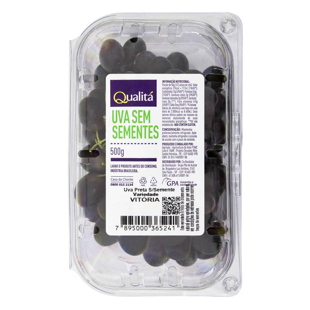 Qualitá uva preta sem semente (500 g)