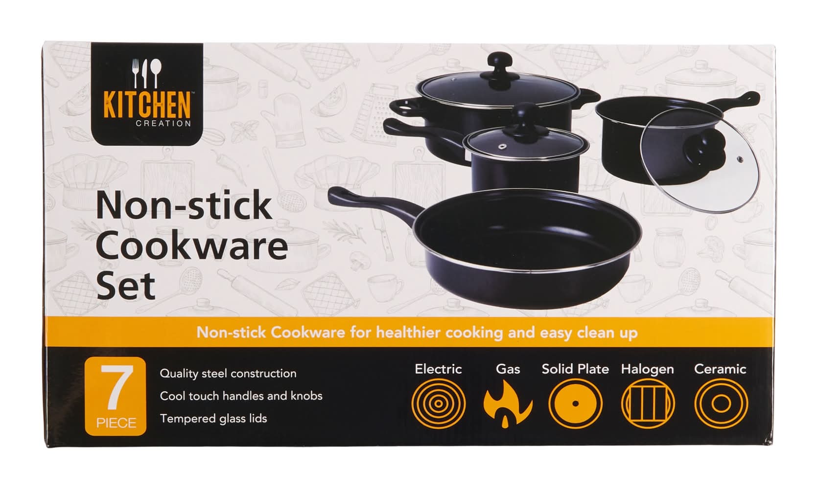 Kitchen Creations Cookware Set, Black (7 ct)