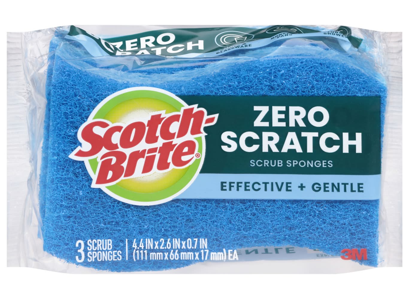 Scotch-Brite Non-Scratch Scrub Sponges, 4.4 in x 2.6 in x 0.8 in (3 ct)
