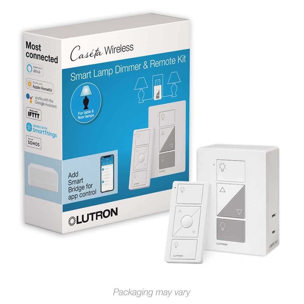 Lutron Caseta Smart Lighting Single-pole Smart Compatible LED Touch Plug-in lamp dimmer White