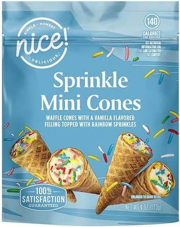 Nice! Sprinkle Mini Cones, Vanilla (4 oz)