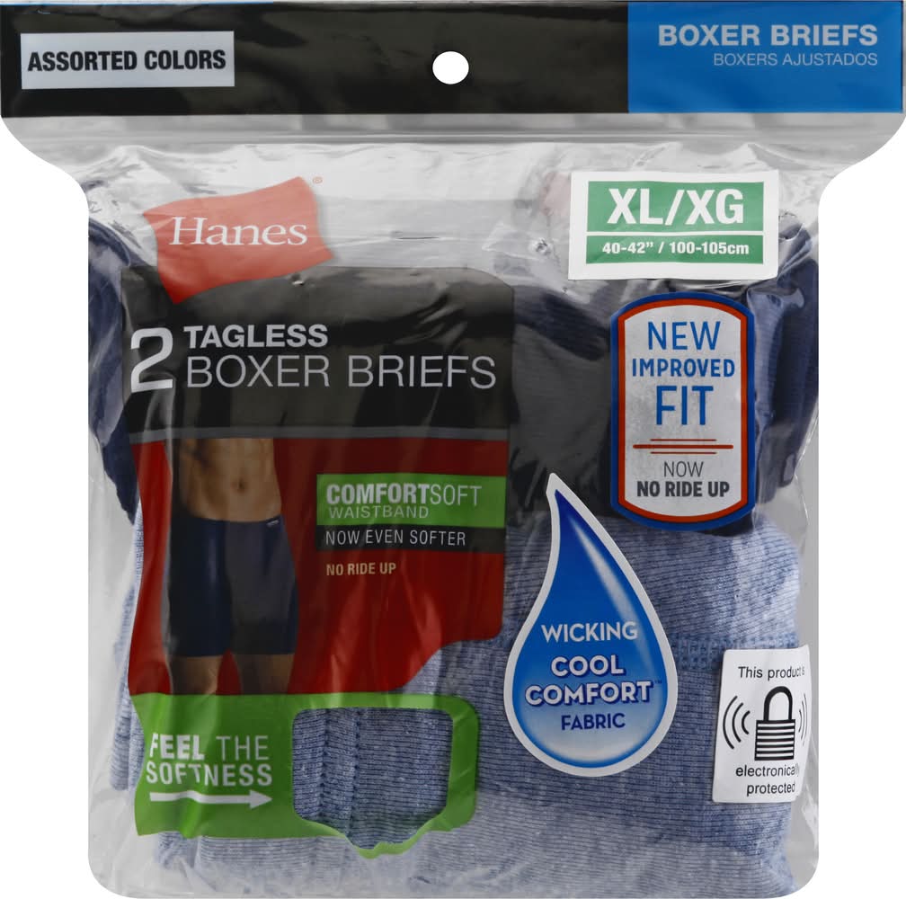 Hanesbrand Inc. Hanes Tagless Assorted Color Boxer Briefs, XL/XG, Assorted (2 ct)