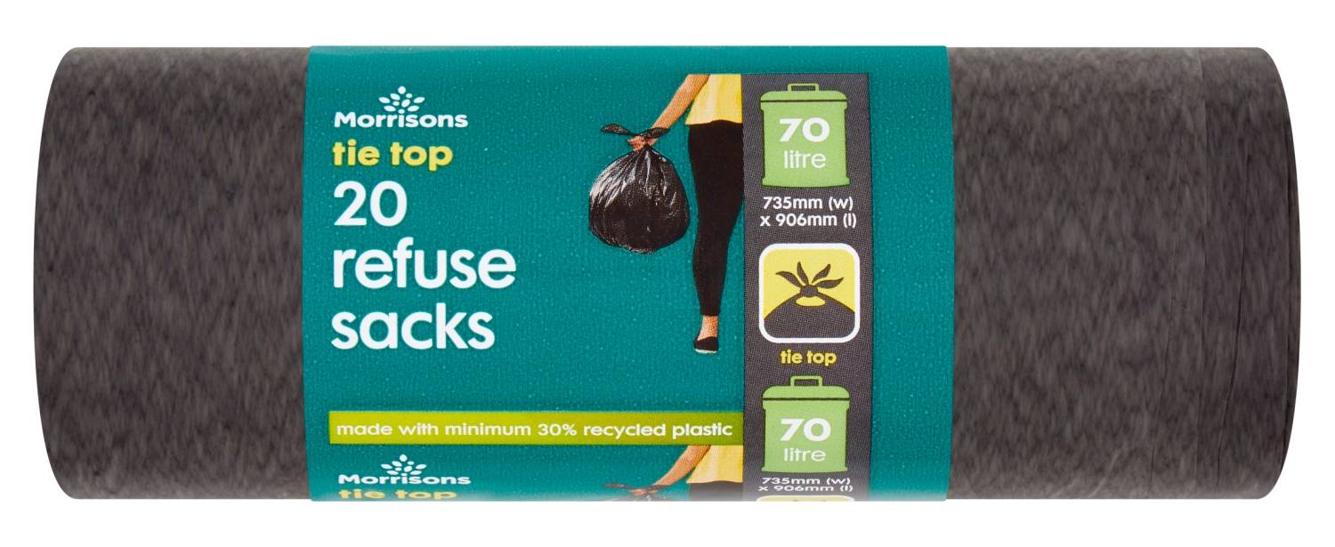Morrisons 70L Tie Top Refuse Sack 20Pk