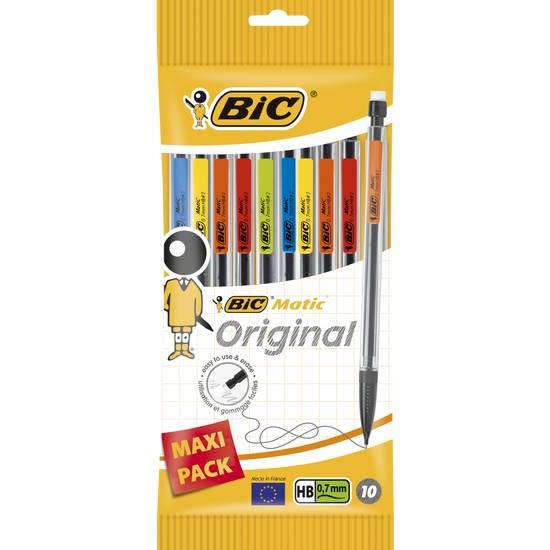 Bic - Crayon portemines matic original avec mines pointe 0.7mm hb (couleurs assorties)