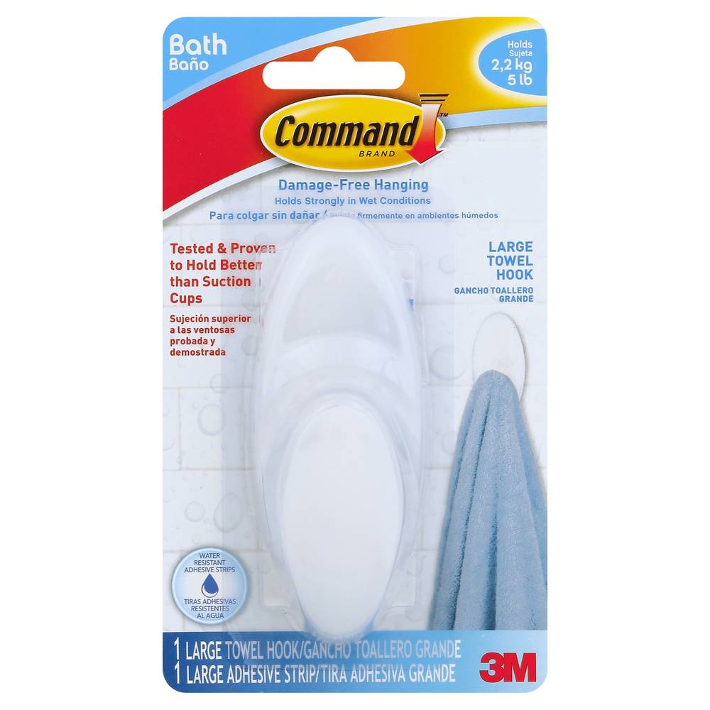 Command Damage-Free Hanging Bath Large Towel Hook