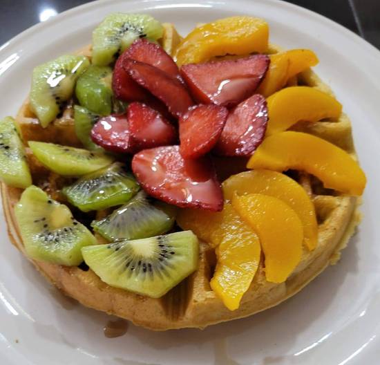 Waffle tropical 🍓🥝🍑