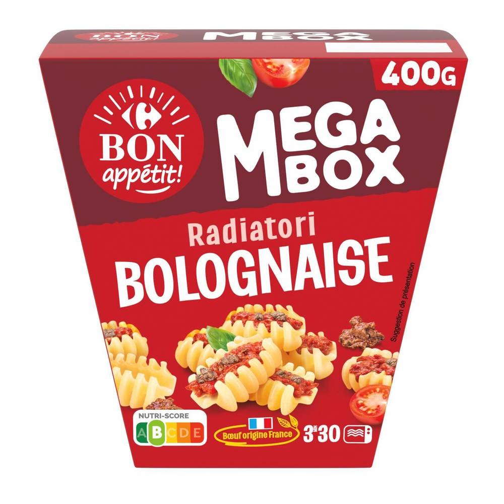 Carrefour Bon Appétit - Maxi box plat cuisiné aux radiatori, bolognaise (400g)