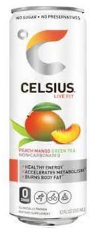 Celsius Live Fit Green Tea Energy Drink, Peach-Mango (12 fl oz)