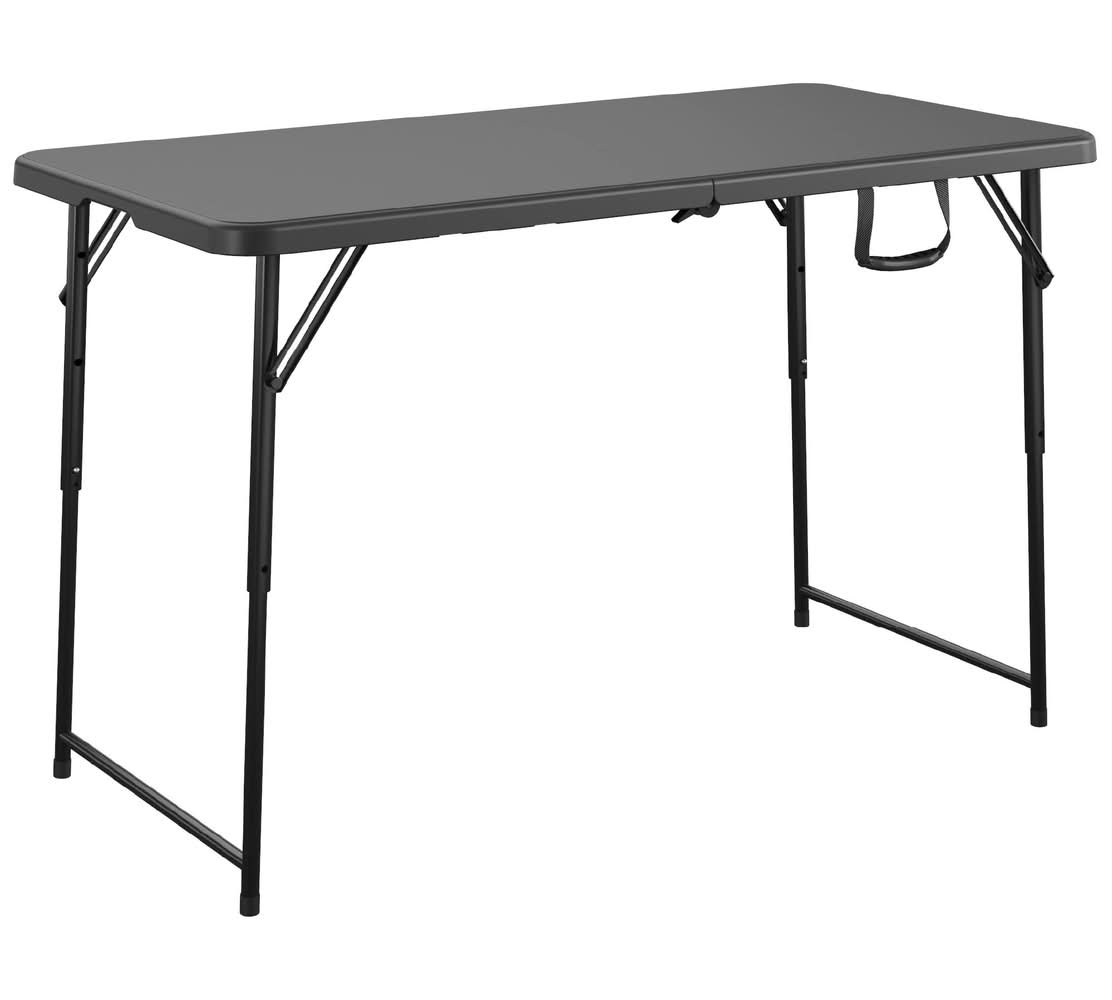 Cosco 4-ft x 2-ft Black Fold-in-Half Polyethylene Rectangle Adjustable Height Indoor/Outdoor Folding Dining Table 4 -Person
