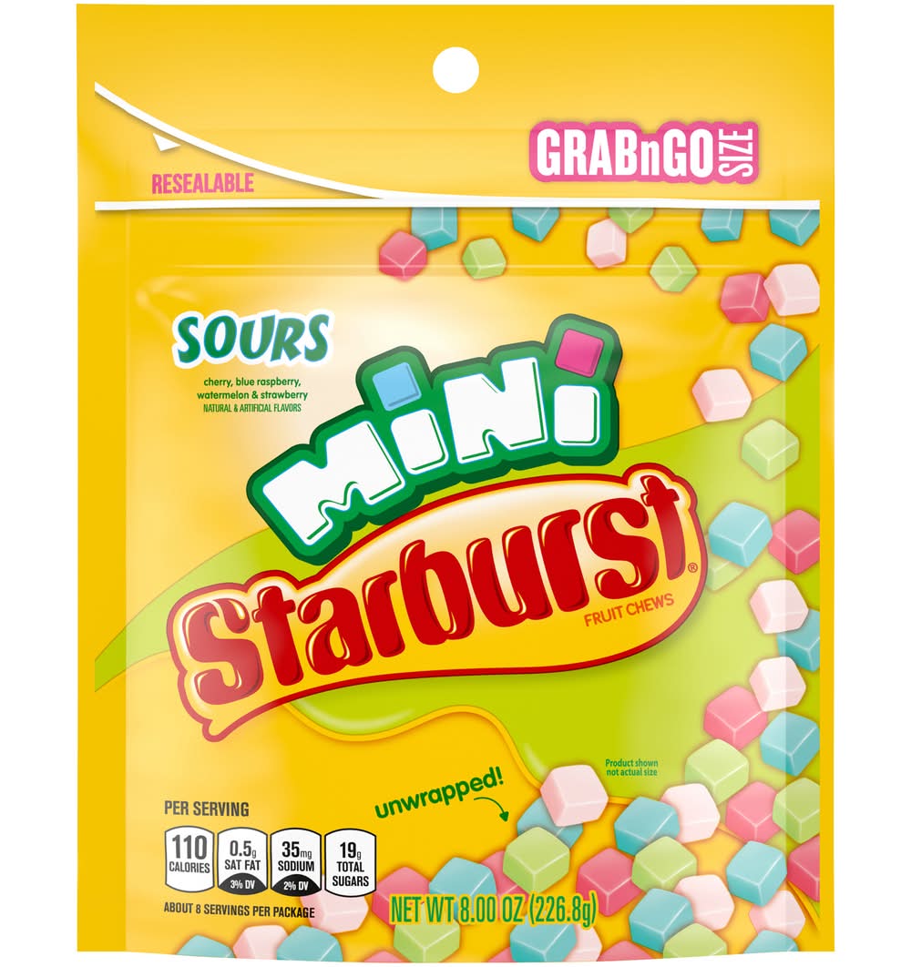 Starburst Minis Sours Fruit Chews Candy, Assorted (8 oz)