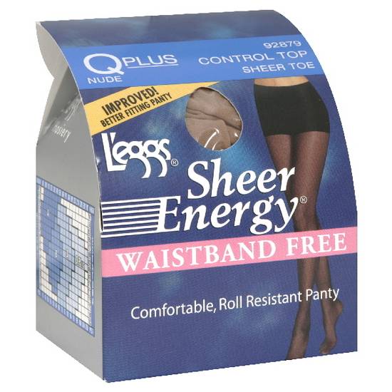  Leggs Womens Sheer Energy Control Top Toe Pantyhose