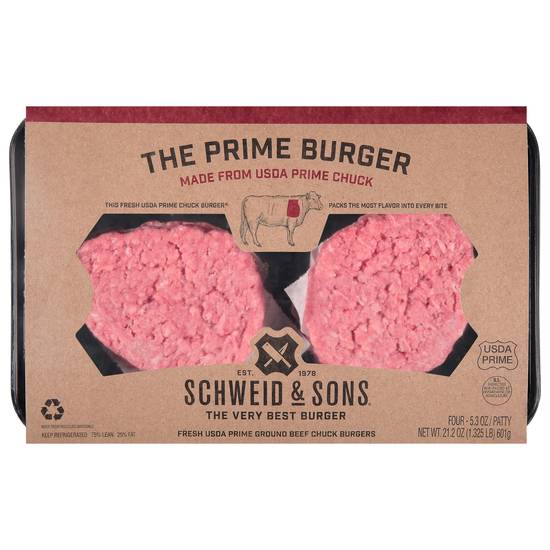 Schweid & Sons the Prime Ground Beef Chuck Burgers