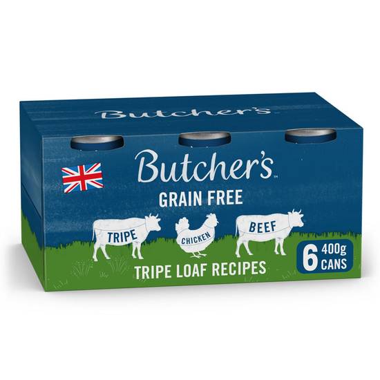 Butcher's Tripe Loaf Recipes Wet Dog Food Tins 6 x 400g