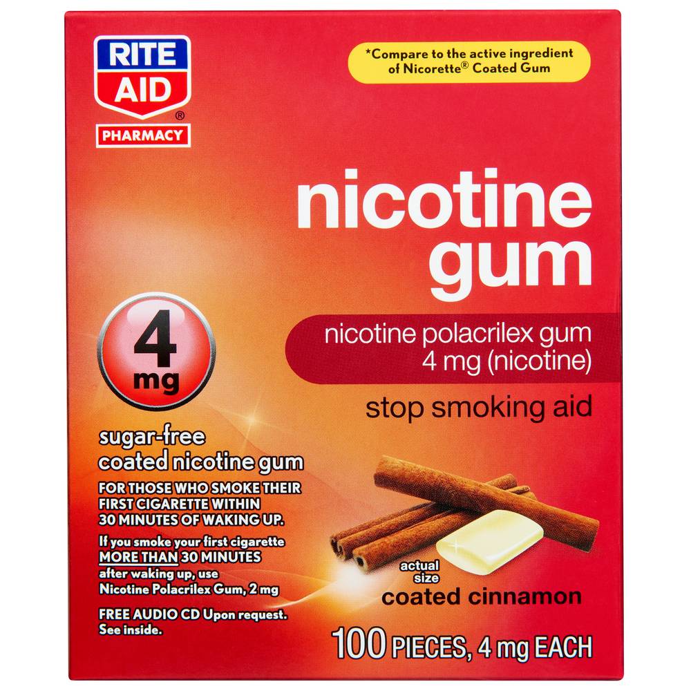 Rite Aid Nicotine Gum, Cinnamon, 4mg - 100 ct