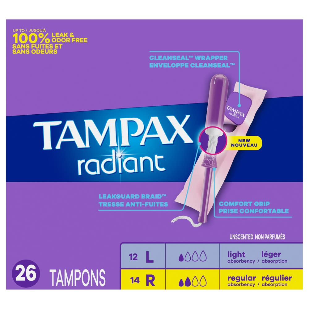 Tampax Radiant Tampons Duo pack (6.2 oz)