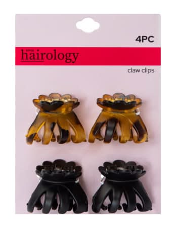 Medium Claw Clips 4-Count Black Multi