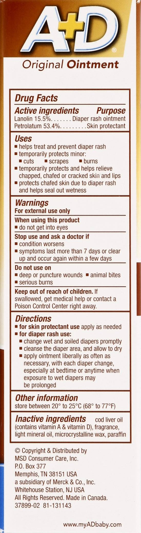 A+D Prevent Original Diaper Rash Ointment & Skin Protectant