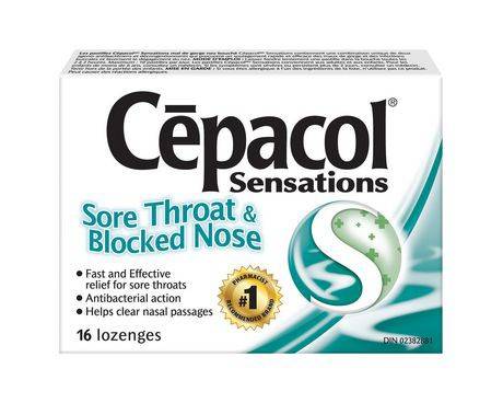 Cepacol Sensations Sore Throat Blocked Nose Lozenges (16 units)