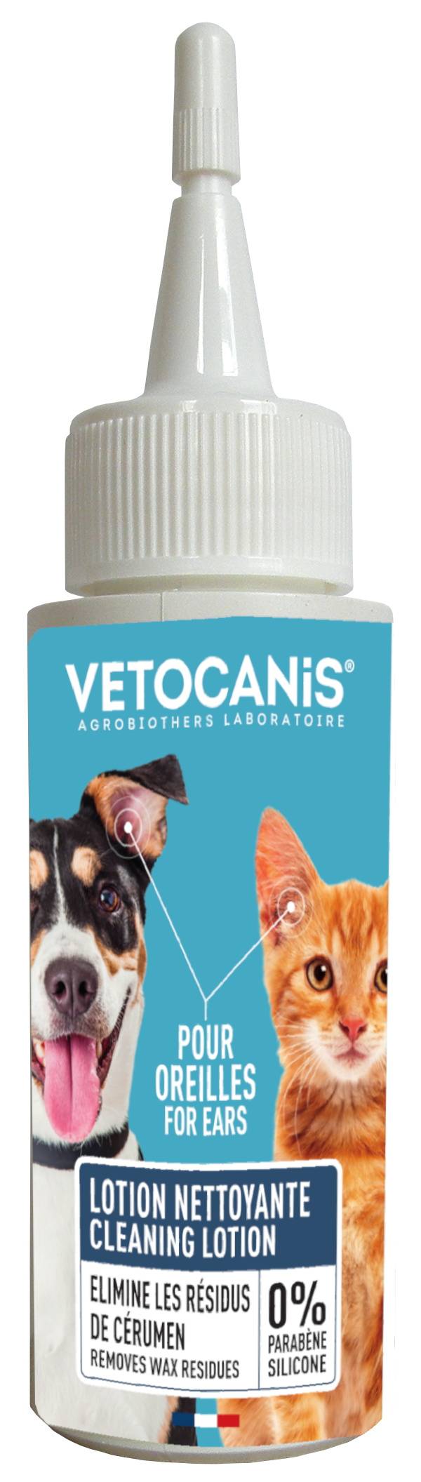 Vetocanis - Lotion nettoyante des oreilles pour chats et chiens (60ml)