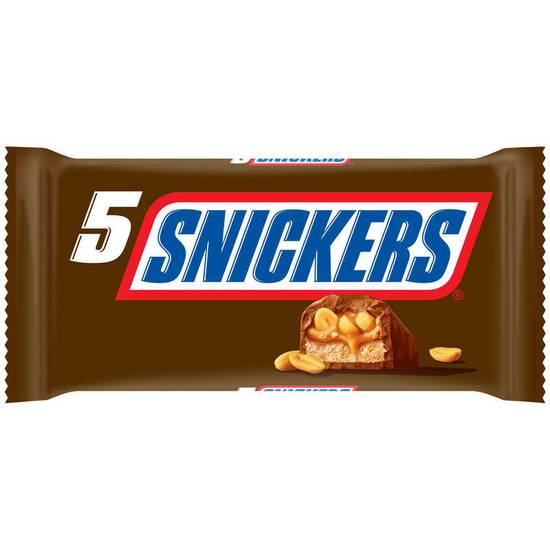 SNICKERS - Snickers Barres Chocolat au lait Caramel et Cacahuètes x5 - 250g