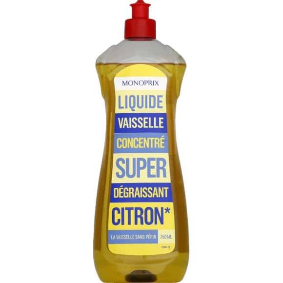 Monoprix Liquide Vaisselle Concentré Super Dégraissant Citron Le Flacon De 750 Ml