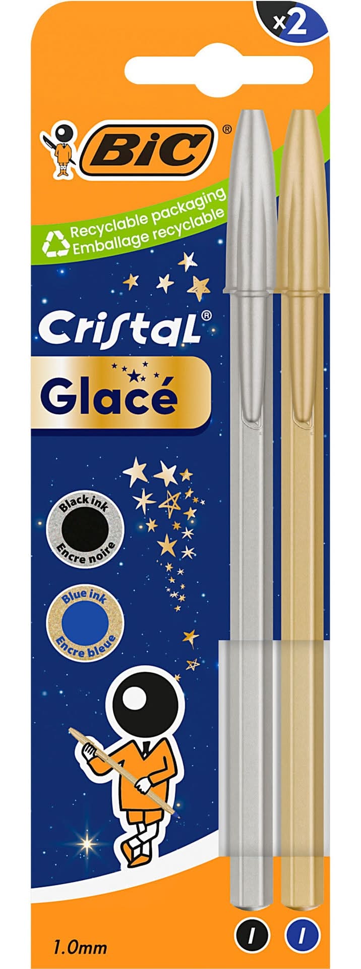 Esferográfica Cristal Glacé Ouro+Prata 2 Unidades Bic