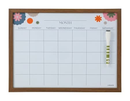 Wood Style Frame Dry Erase Calendar Dark Wood