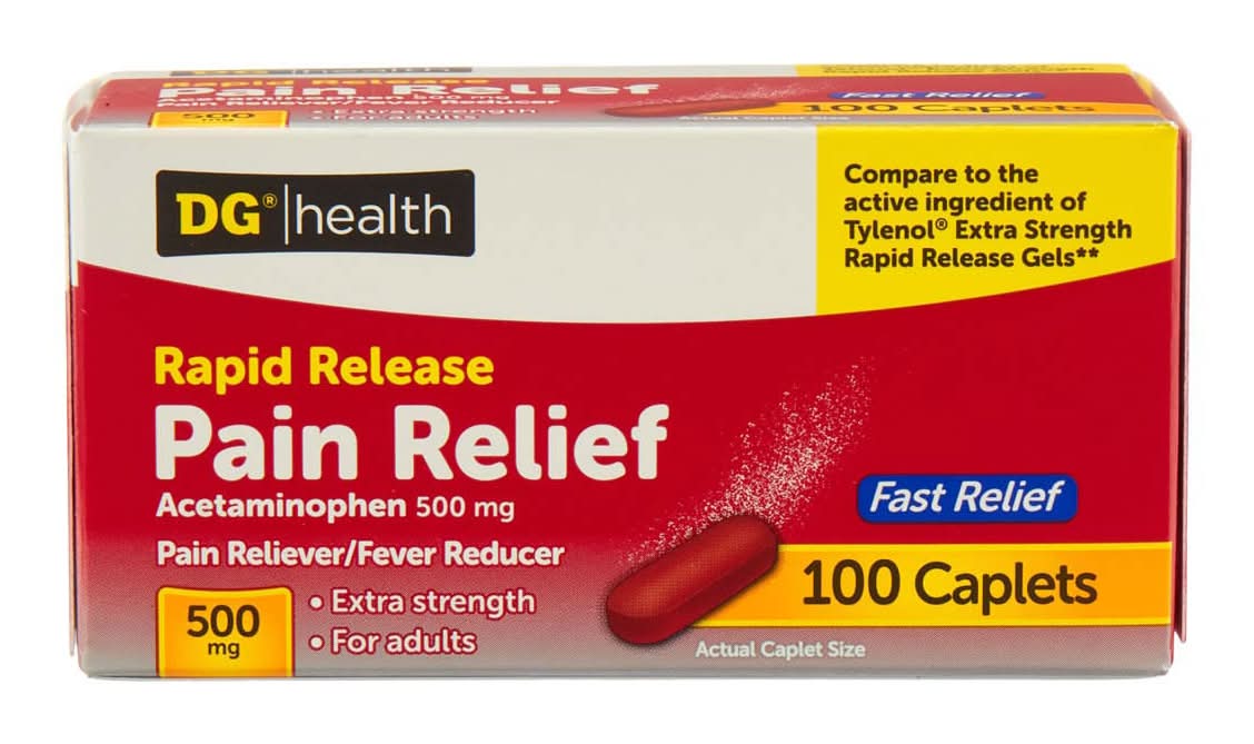 Dg Health Rapid Release Pain Relief Caplets Acetaminophen 500 Mg 100 Ct