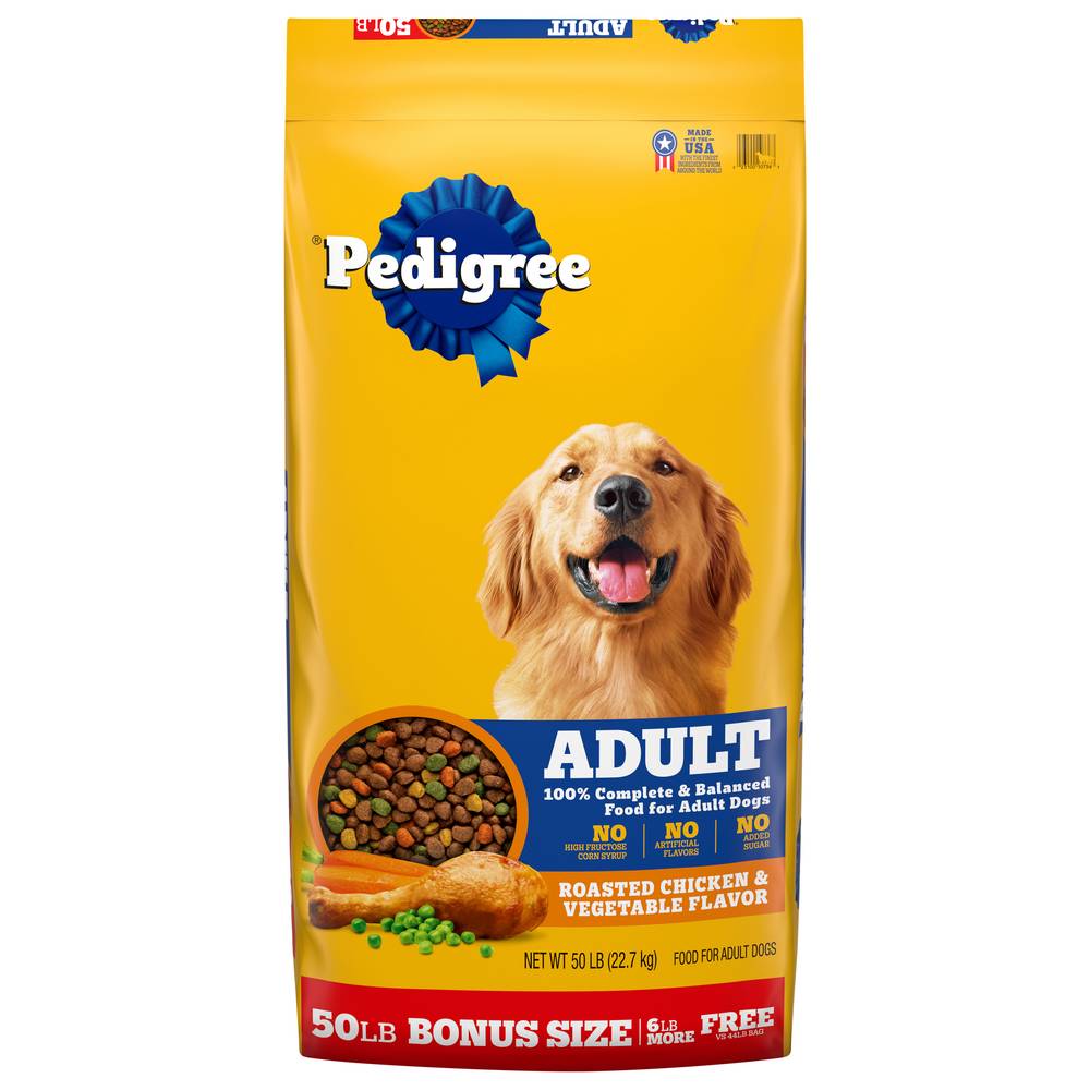 Pedigree 100% Complete & Balanced Dry Dog Food, Roasted Chicken & Vegetable, Adult (50 lbs)