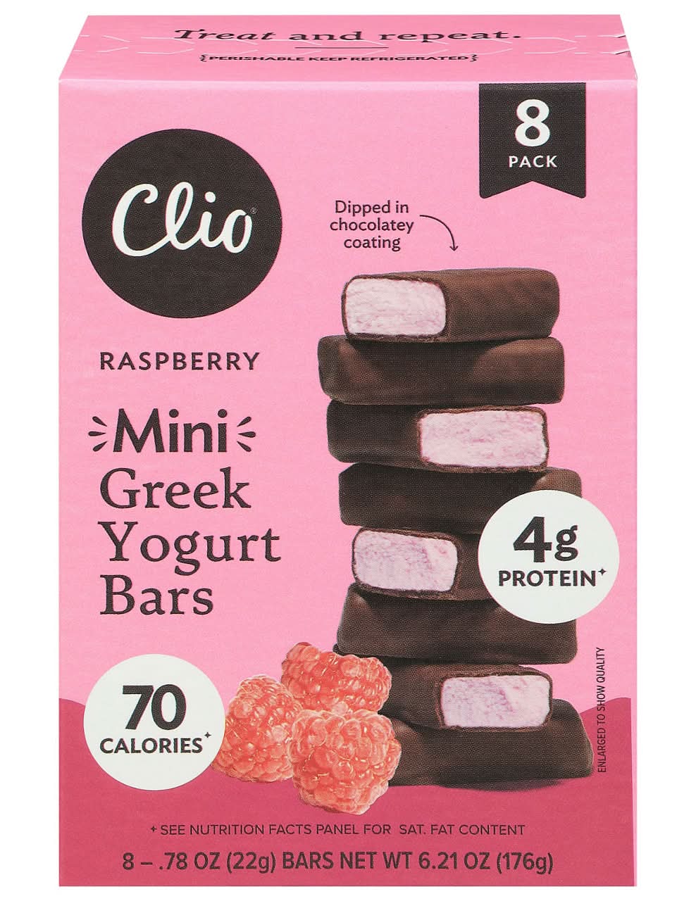 Clio Yogurt Bars, Raspberry, Greek, Mini
