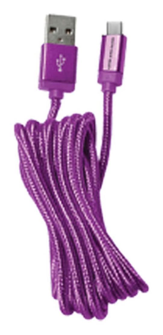 Wireless Gear Fabric Usb C Type Cable, 6 ft, Purple