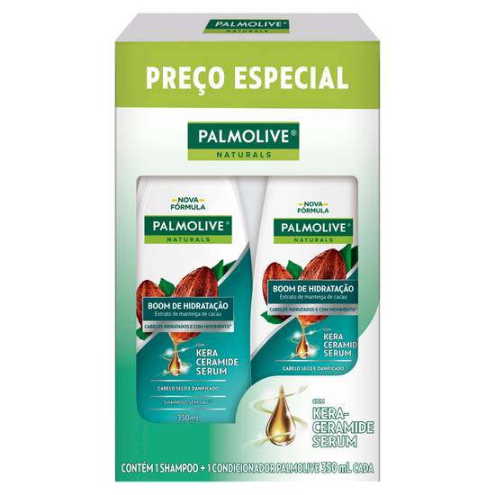Palmolive naturals kit de shampoo e condicionador boom de hidratação (2un, 350 ml)