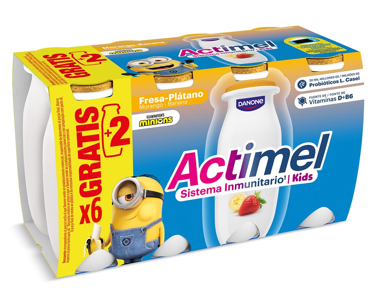 Bebida De Fresa Y Plátano Actimel Pack 6 + 2 X 100 G