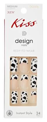 Kiss® Design Nails Medium Length 24-Pack Cow Print French
